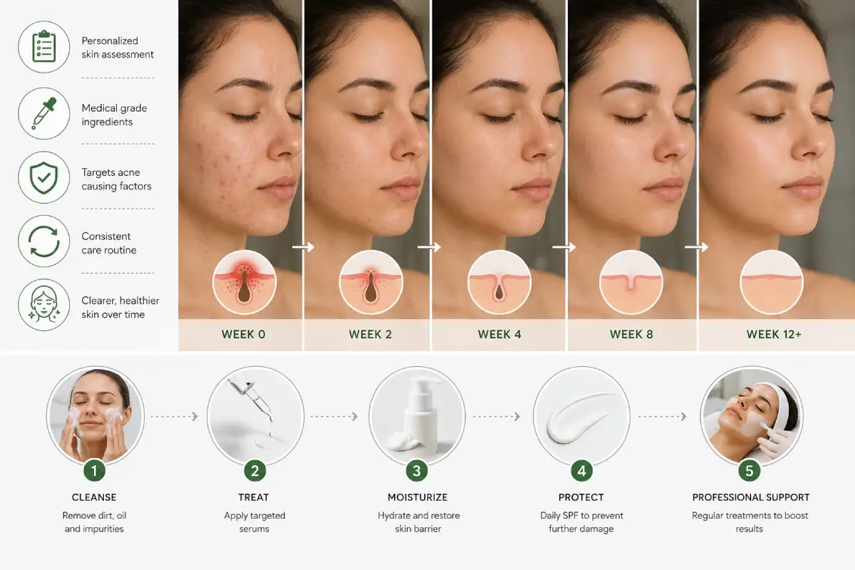 Medical Grade Skincare Timeline for Acne Improvement _ Weigh To Be